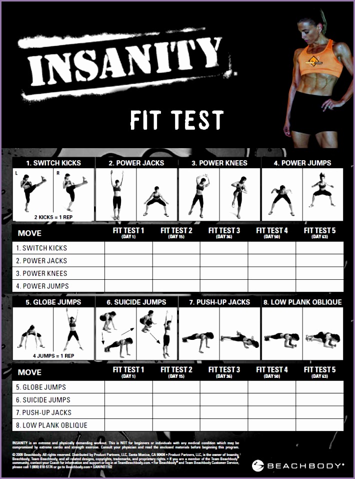PD InsanityFitTest · PDF button Start Your Insanity Fit Test