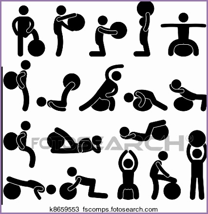 Clipart Man Gym Fitness Ball Training Fotosearch Search Clip Art Illustration Murals