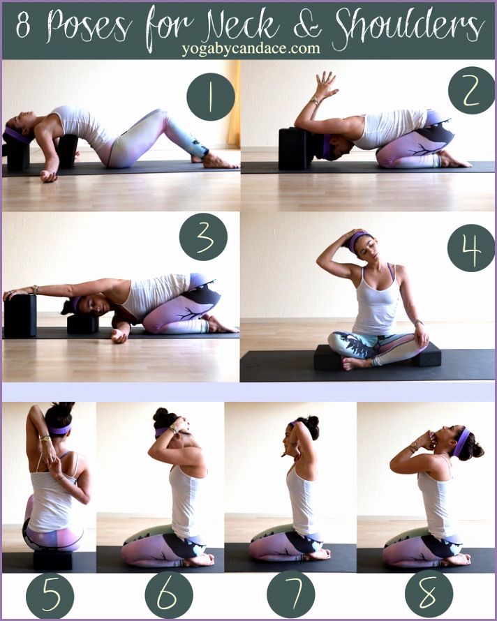 8 Yoga poses for neck and shoulders Wearing Teeki northern lights