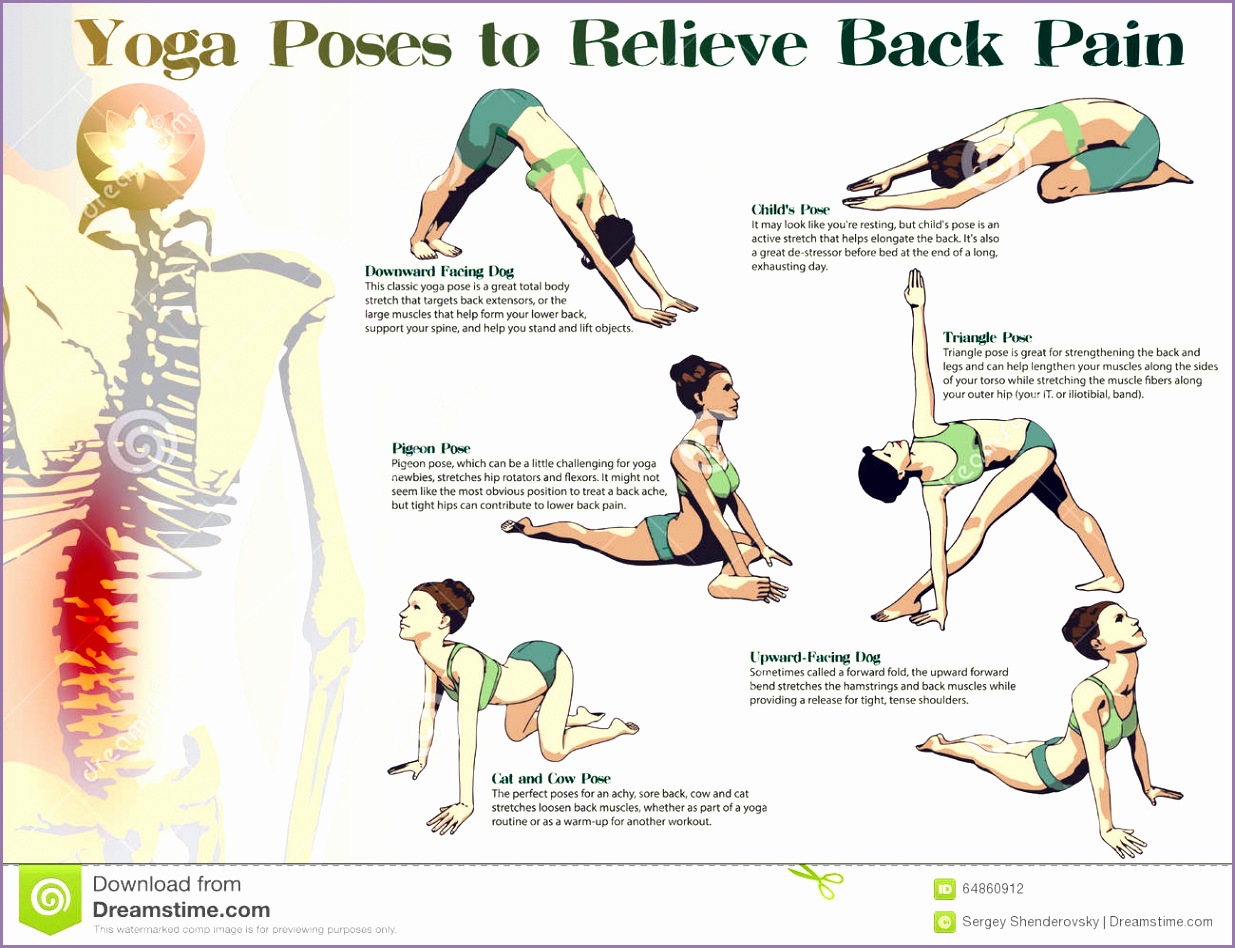 stock illustration yoga poses to relieve back pain set postures female figures sequence physical exercises form creative visual image