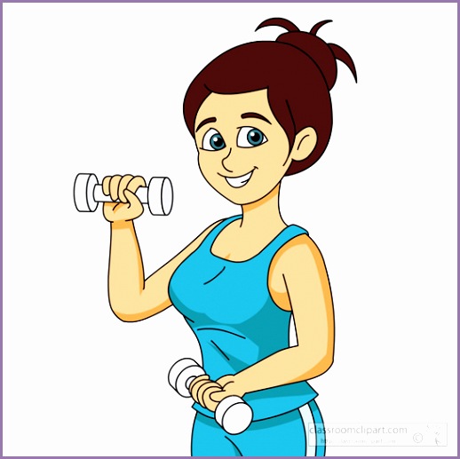 girl smiling exercising with dumbbell clipart 928
