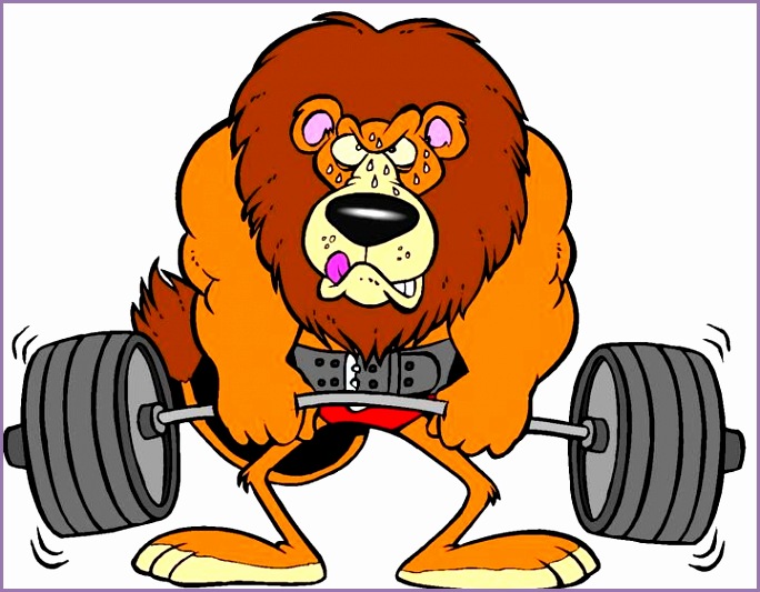 Weightlifting Lion Cartoon Clipart BluestemKS 1lg