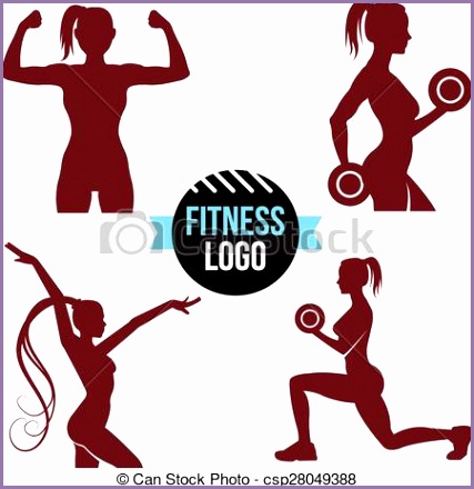 fitness logo set elegant women sil