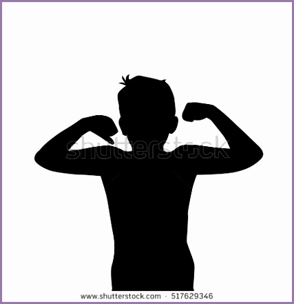 boy silhouette arm strength vector